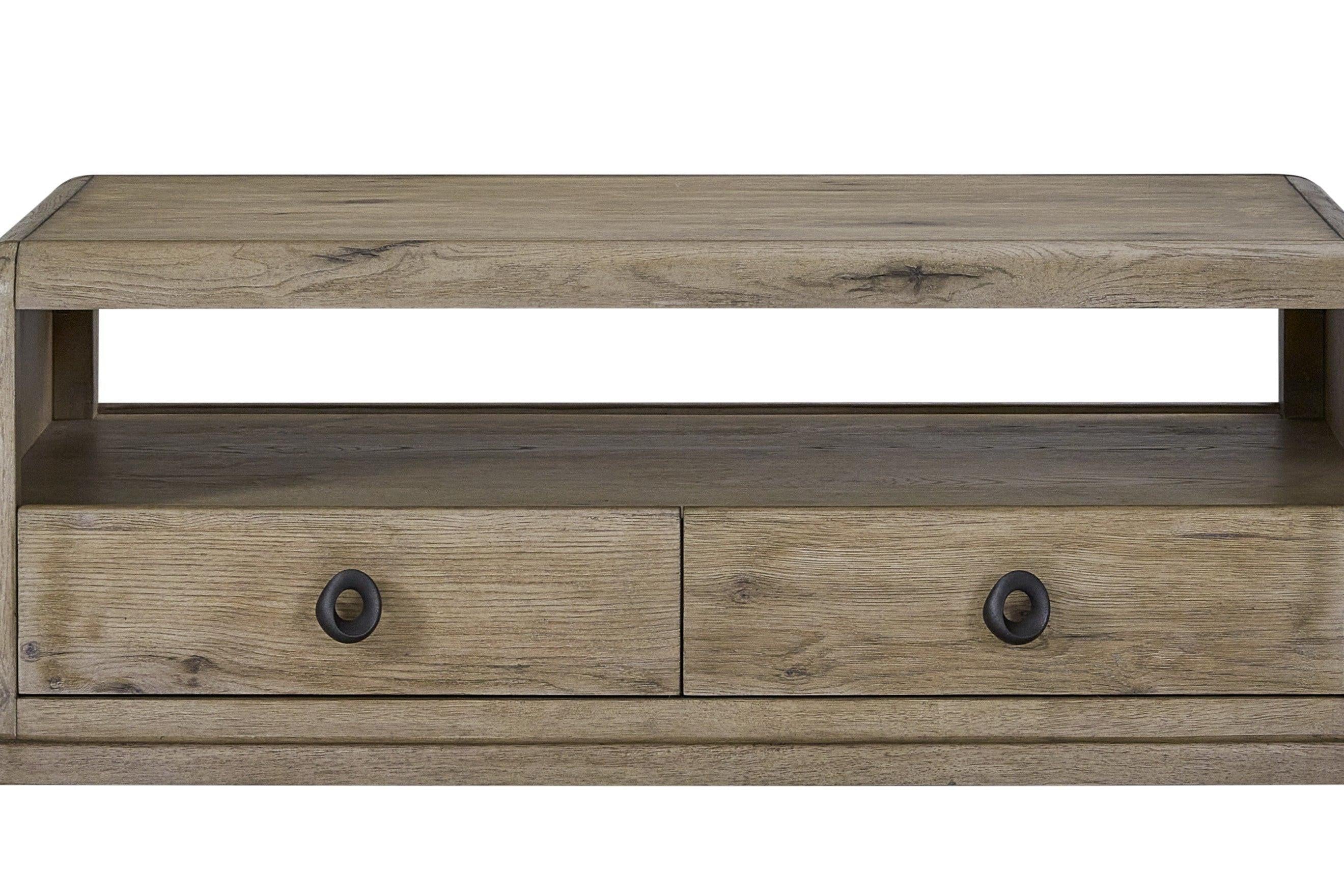Knotty Oak Drawer Cocktail Table for Your Living Room.