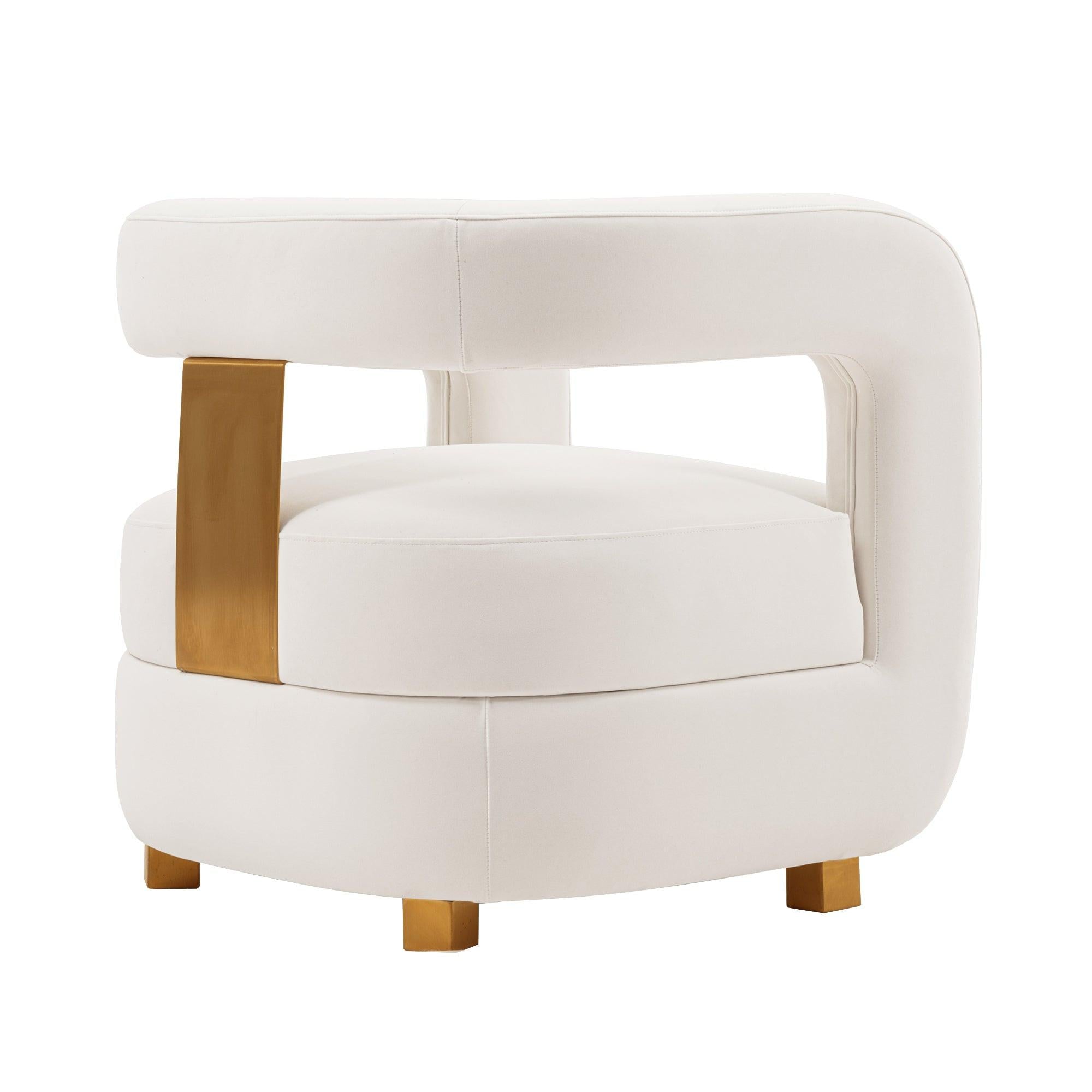 Amirah Velvet Lounge Chair in White.