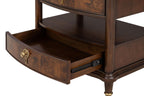 Traditional Nightstand with USB Ports in Dark Cherry Finish.