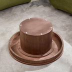 Walnut Round Coffee Table - 35.43 inch MDF with Wood Veneer.