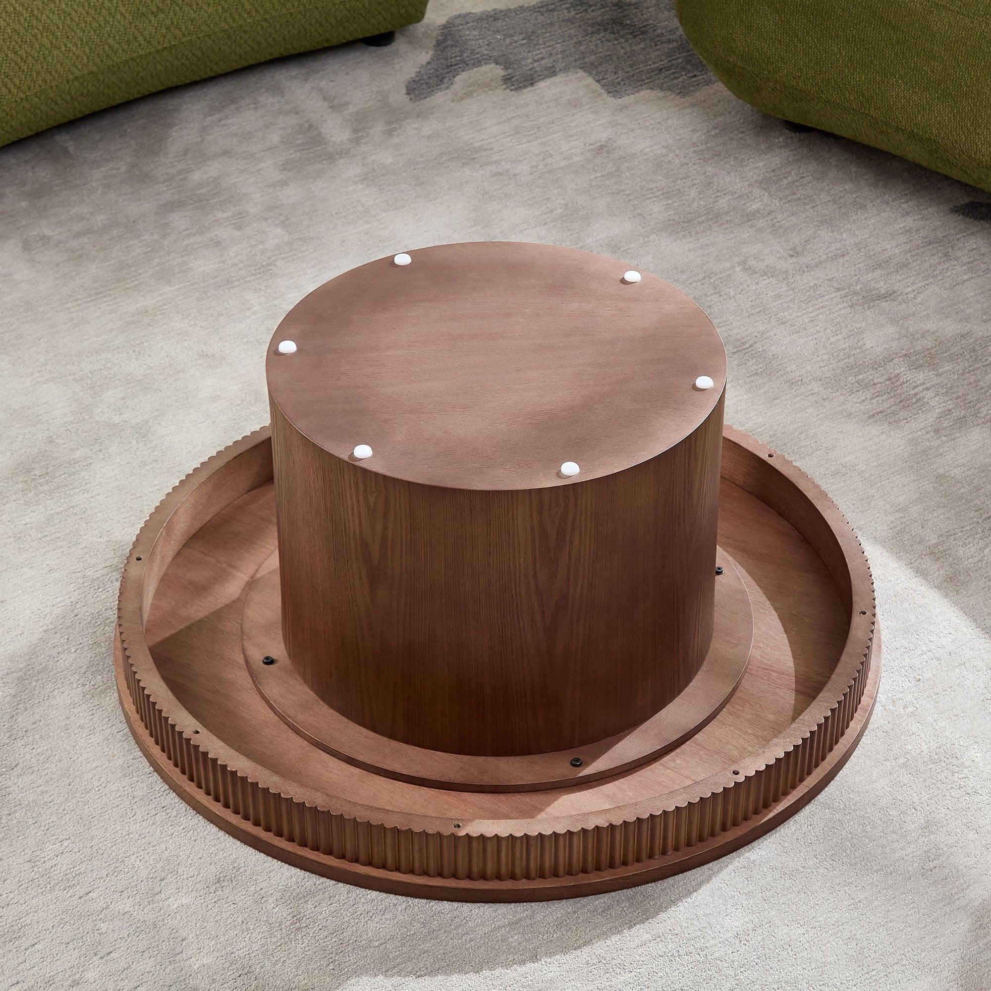 Walnut Round Coffee Table - 35.43 inch MDF with Wood Veneer.