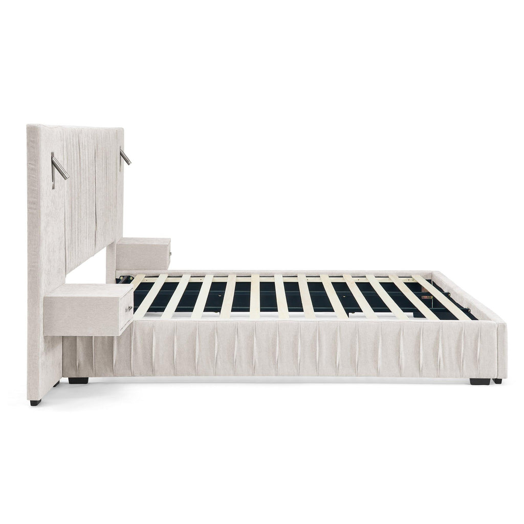 Elegant Queen Upholstered Bed Frame with Headboard.