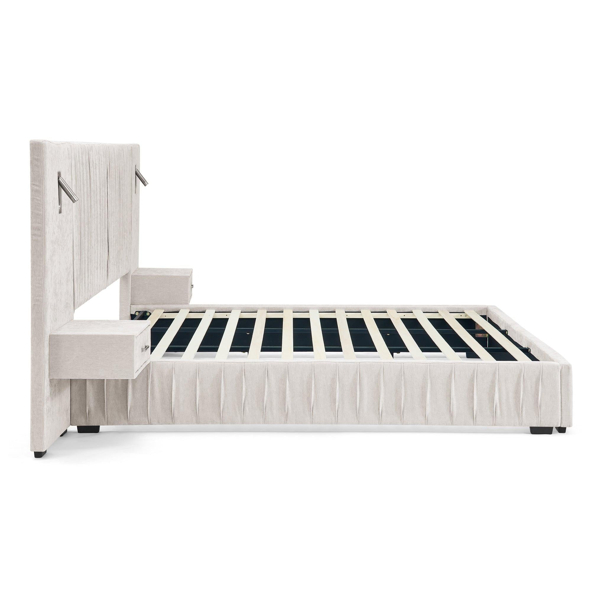 Elegant Queen Upholstered Bed Frame with Headboard.