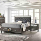 Contemporary Nightstand with Gray Finish and Metal Legs.