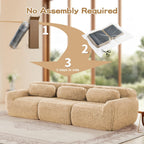 Modular Sectional Sofa with Plush Fabric, Ottoman & Pillows.