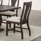 Espresso Finish Chairs - Set of 2 placed around a dining table, highlighting slat back and upholstered seat in a modern setting.