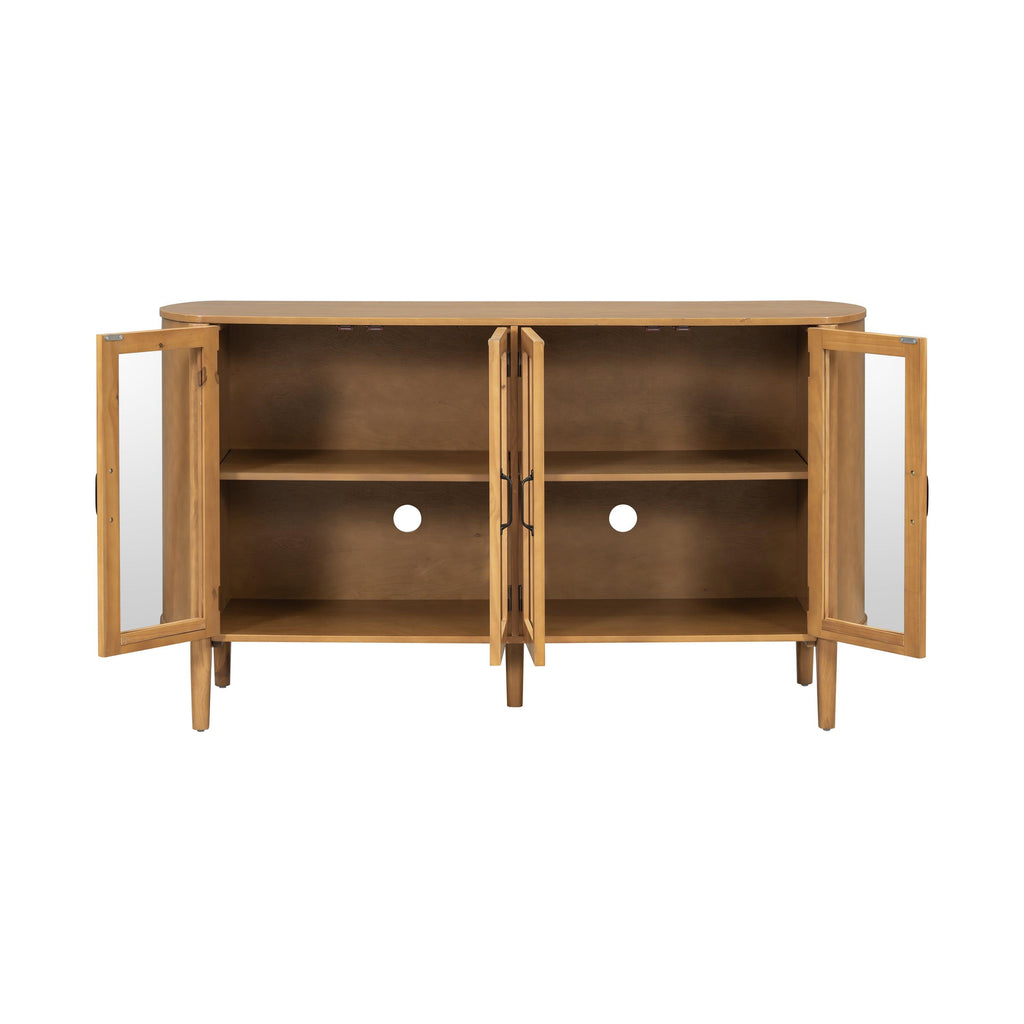 Natural Wood Storage Cabinet for Entryway - 4 Doors.