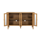Natural Wood Storage Cabinet for Entryway - 4 Doors.
