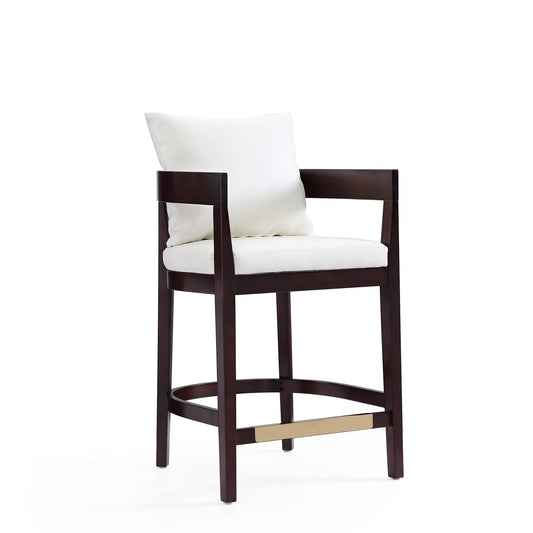 Ritz Wood Upholstered Counter Stool in Ivory