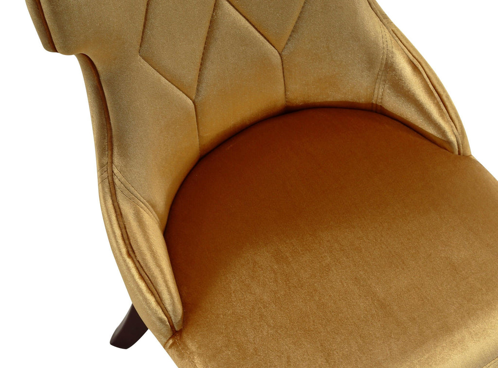 Reine Wood Upholstered Dining Chair in Antique Gold - Set of 2.