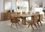 Zoey Dining Set - 7-piece oak dining set with upholstered chairs in a modern dining room. Includes table, 4 side chairs, and 2 arm chairs.
