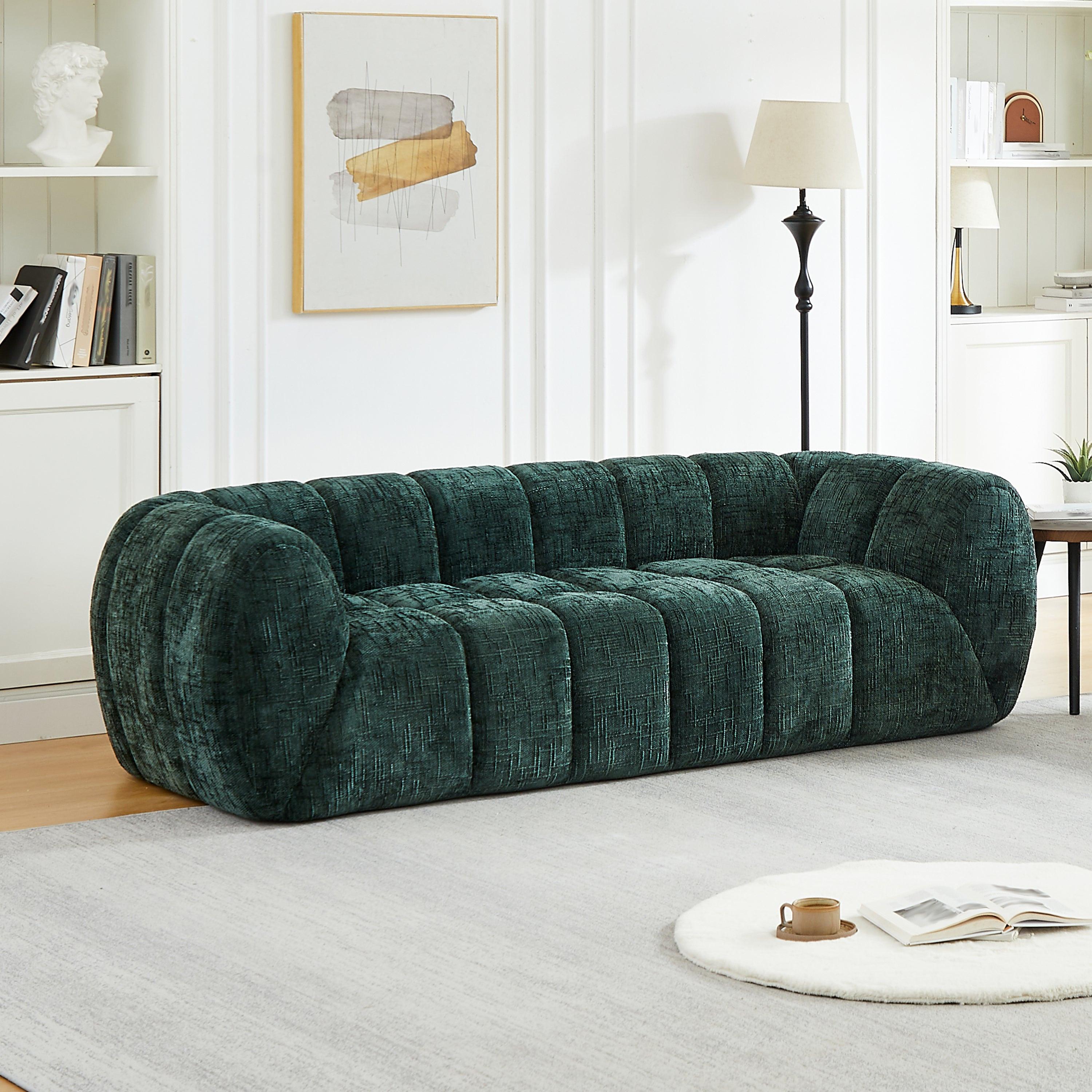 Chenille Foam Sofa - Modern Quilted Design for Comfort.
