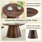 Walnut Wood Coffee Table with 23.6-Inch Diameter.