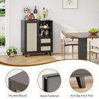 Rattan Buffet Cabinet with Drawers for Living Room & Kitchen.