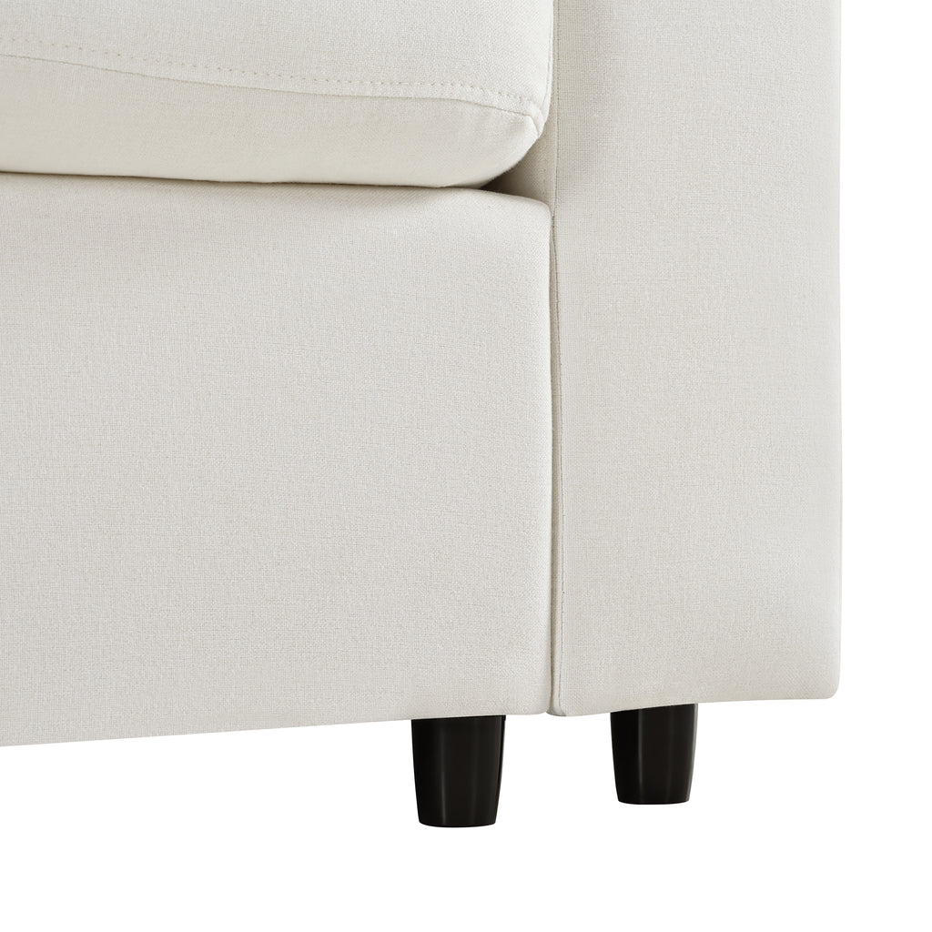 Close-up of the U_STYLE sectional sofa base showing durable chenille upholstery and sturdy black legs for modern living room decor.