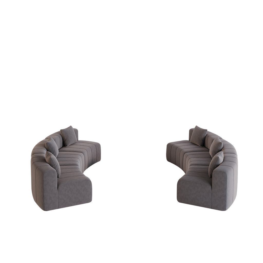 Curved Sectional Sofa with 6 Pillows for Living Room.