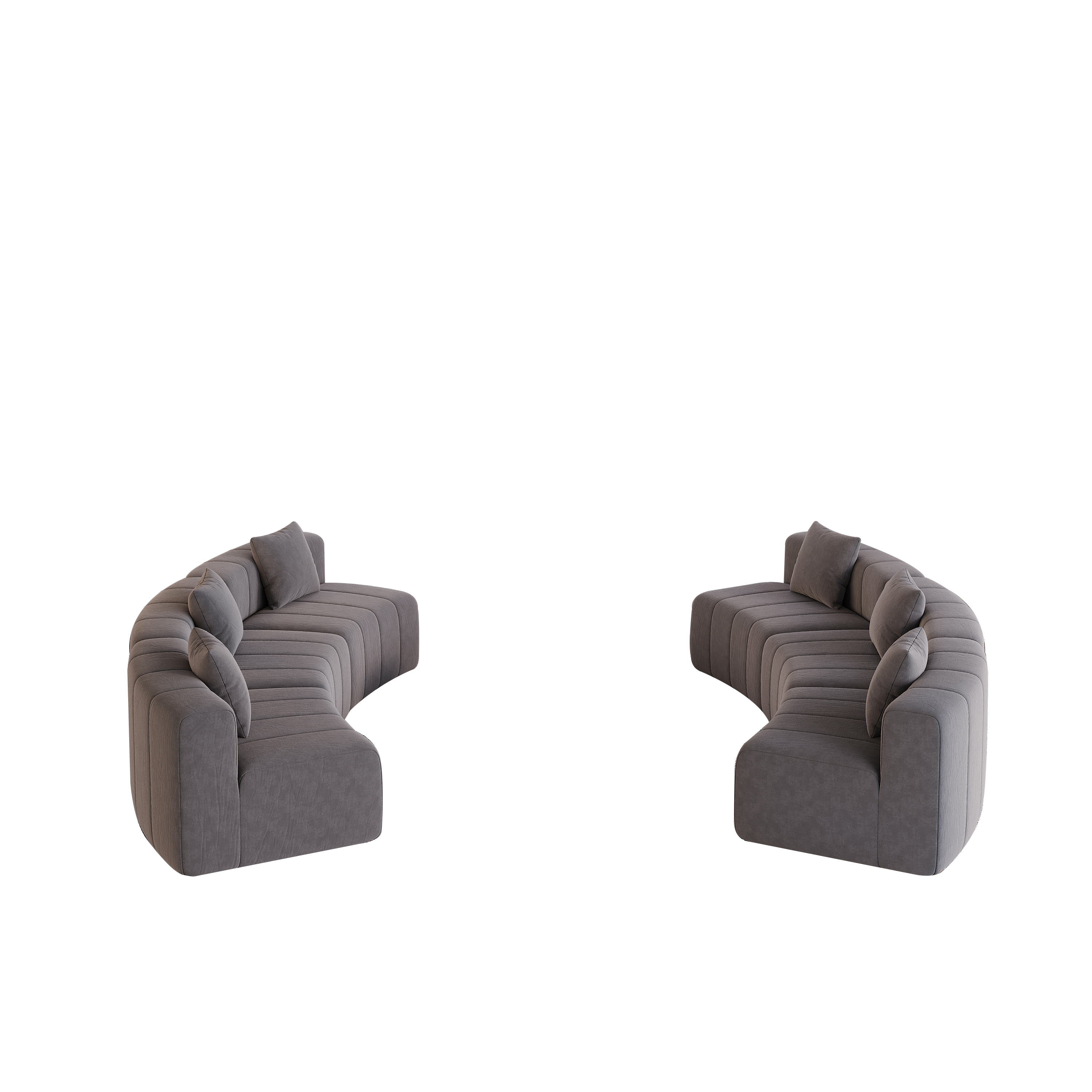 Curved Sectional Sofa with 6 Pillows for Living Room.
