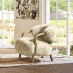 Becker 33' Sheepskin Accent Arm Chair in Taupe Beige.