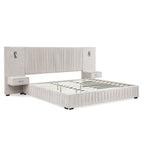 Elegant Queen Upholstered Bed Frame with Headboard.