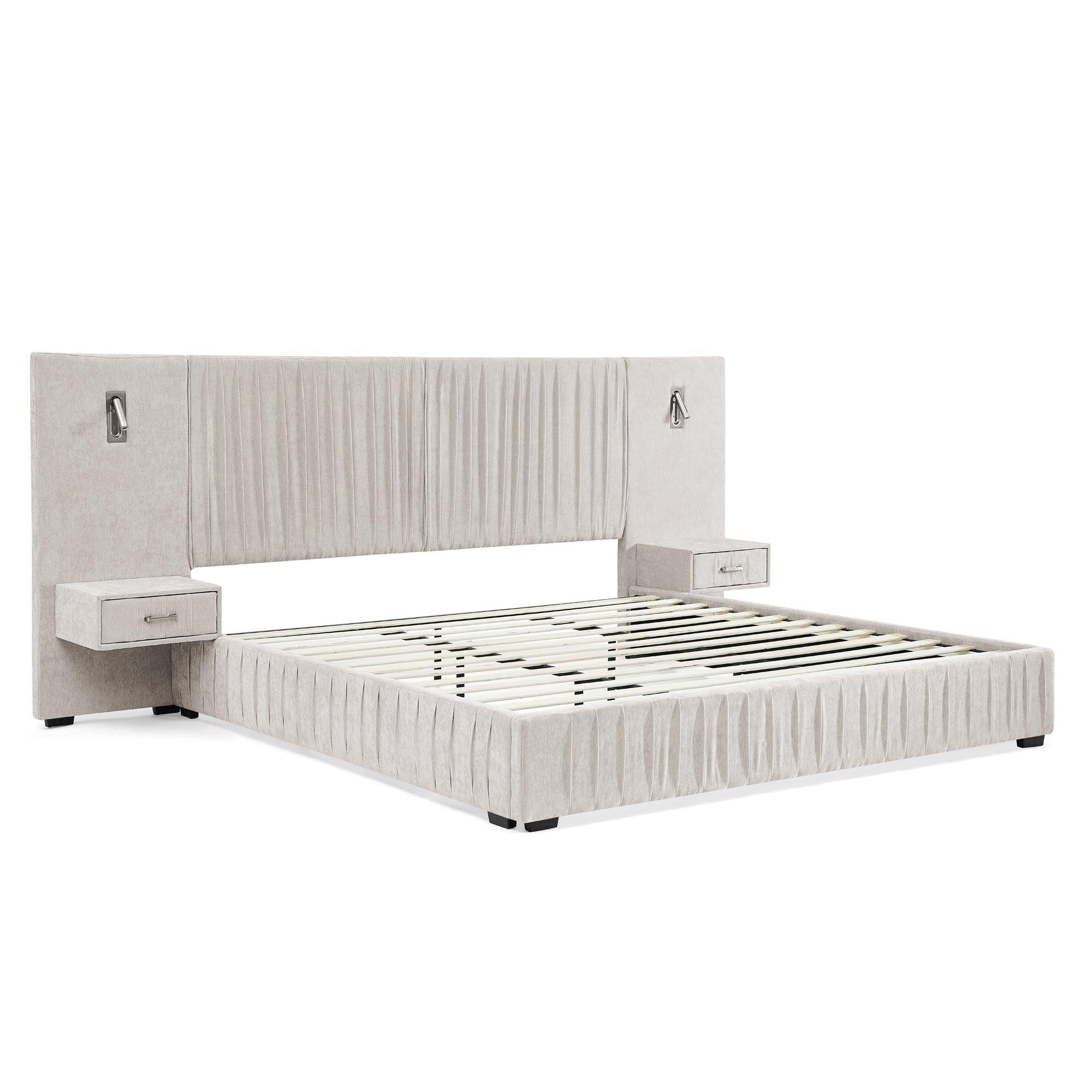 Elegant Queen Upholstered Bed Frame with Headboard.