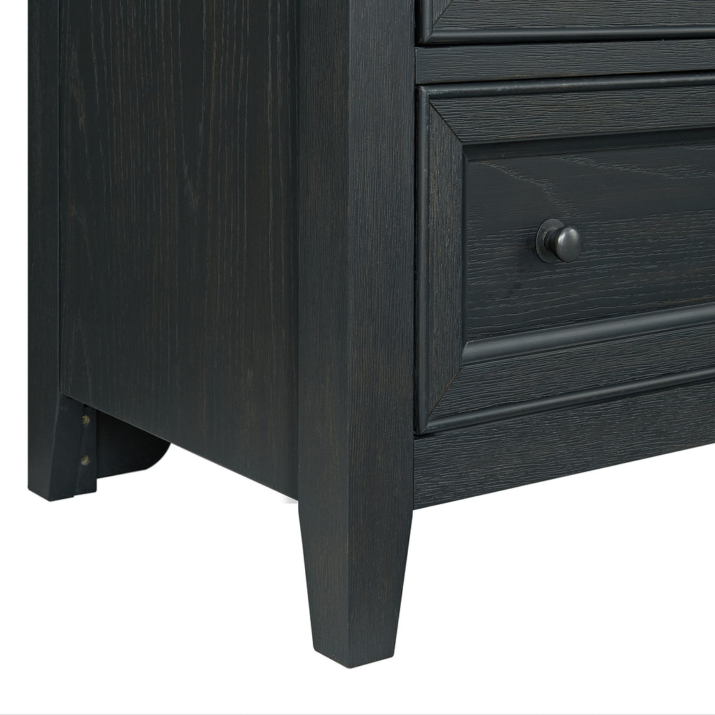Black 3-Drawer Nightstand