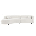 Curved sofa set in modern white bouclé with left-facing sectional design and solid wood frame, ideal for contemporary living rooms.