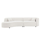 Curved sofa set in modern white bouclé with left-facing sectional design and solid wood frame, ideal for contemporary living rooms.