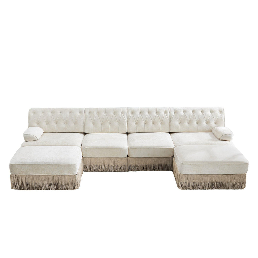 4-Seater Modular Sectional Sofa with 2 Ottomans.