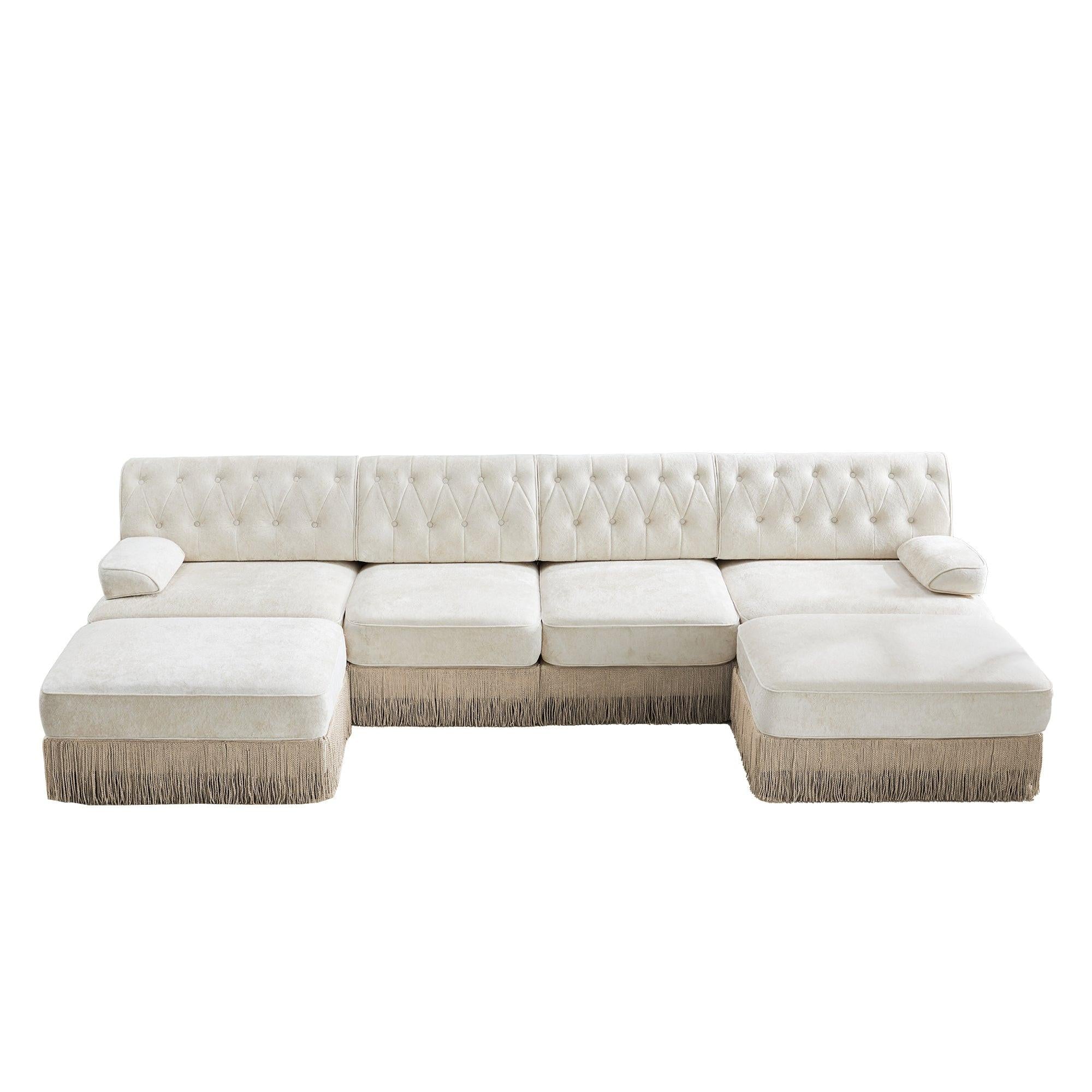 4-Seater Modular Sectional Sofa with 2 Ottomans.