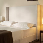 Hosford Wingback Bed King in Textured Ivory Canvas.
