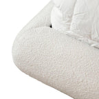 Queen Size Boucle Bed with Wood Feet.