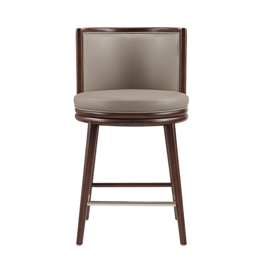 Evalyn Taupe Leatherette Counter Stool  with Beech Wood Legs