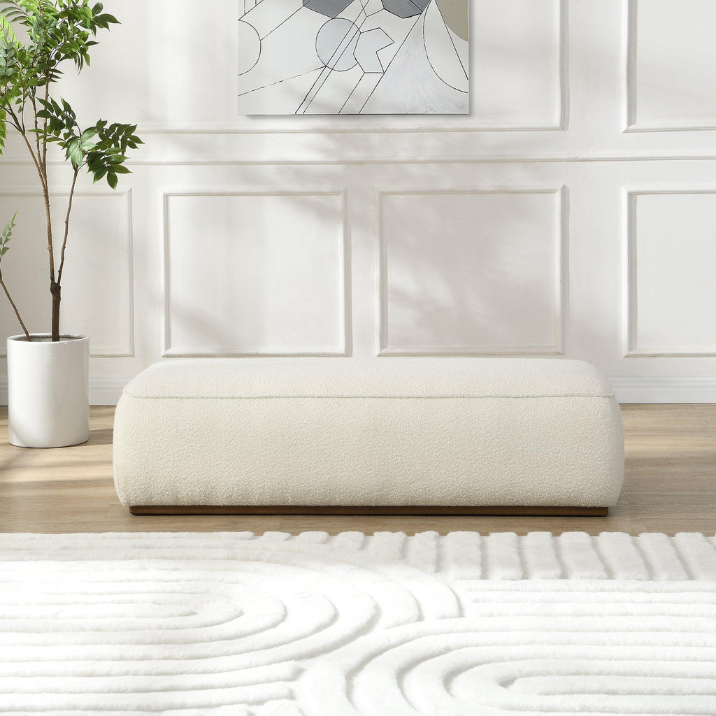 Beige Grainy Footstool for Modern or Nordic Home.