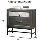 Contemporary Nightstand with Gray Finish and Metal Legs.