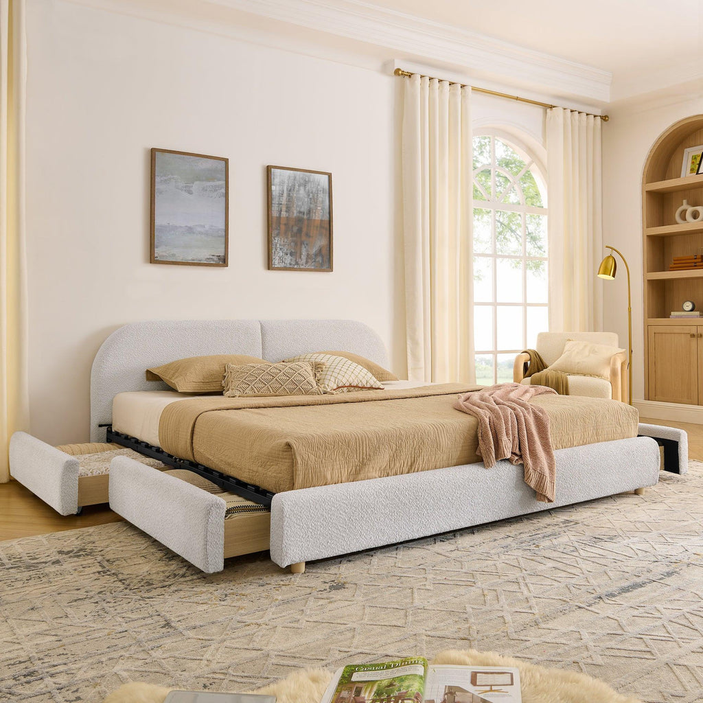 King Size Upholstered Bed Frame - Modern Minimalist Design.