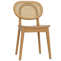 Brown rattan dining chair with curved cane backrest and beech wood frame, part of a sustainable set of 2 for modern dining spaces.