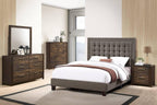 Full Size Upholstered Bed with Tufted Headboard.