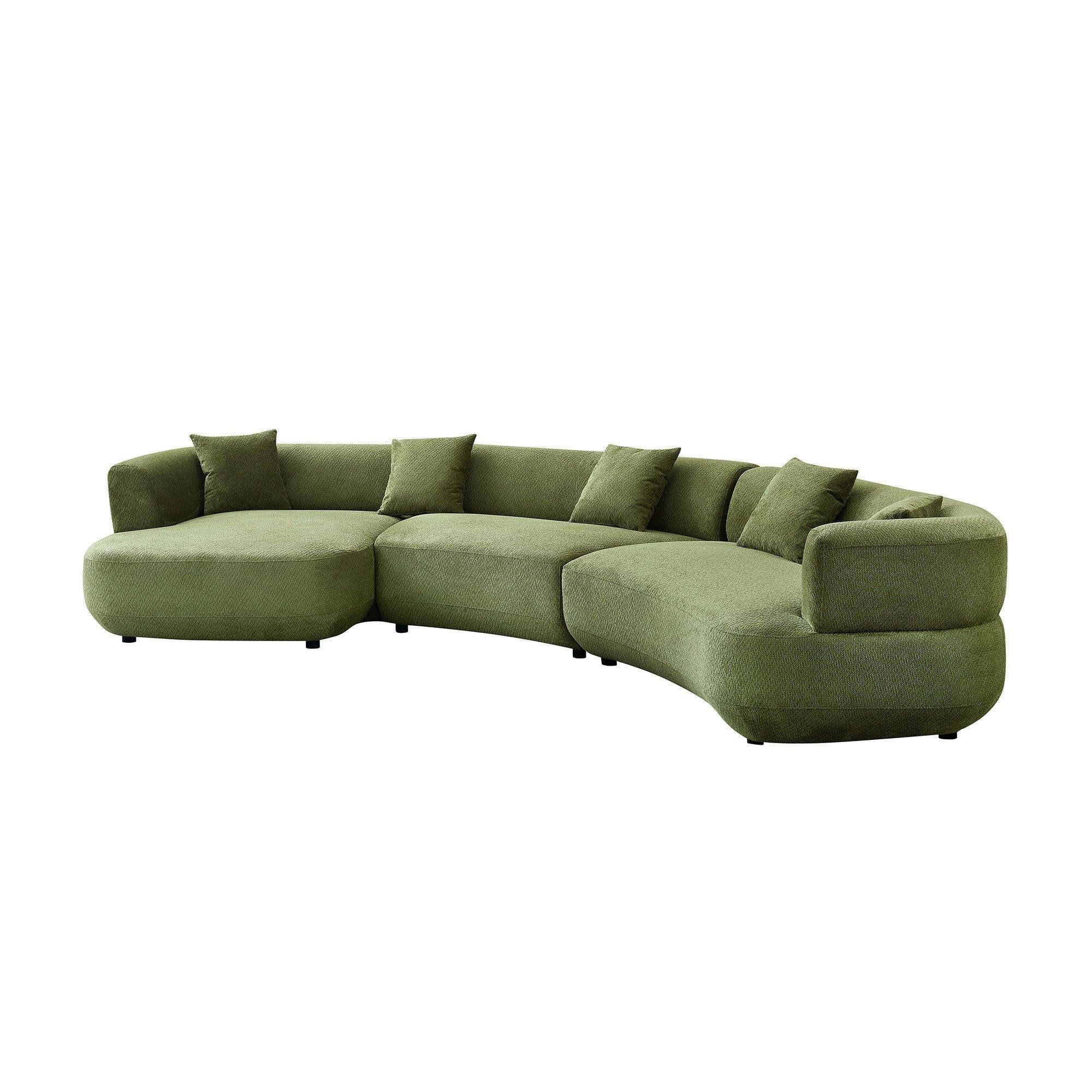 155.91 Inch Curved Modular Sofa with Pillows.