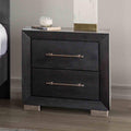 Black Contemporary Nightstand with Chrome Legs and USB Ports.