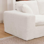 Modern Boucle L-shaped Sectional Sofa with Ottoman.