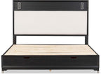 Mid-Century Modern King Size Bed with Storage Drawers.