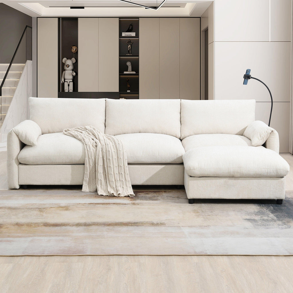 Versatile L-Shaped Sectional Sofa with Storage Ottoman.