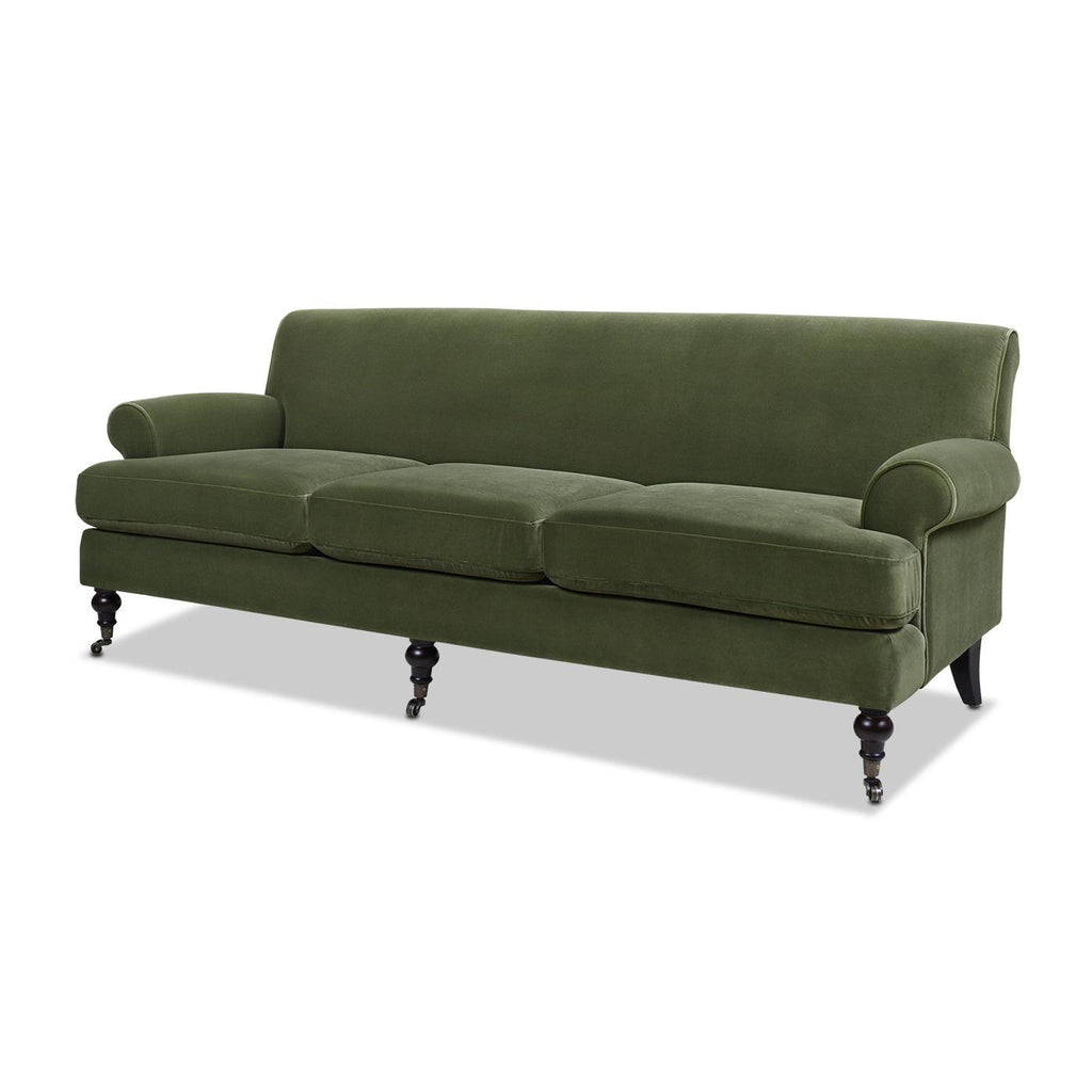 Alana Lawson Olive Green Velvet Sofa for Living Room.