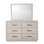Light Gray Dresser with Mirror - Six Drawers Storage.