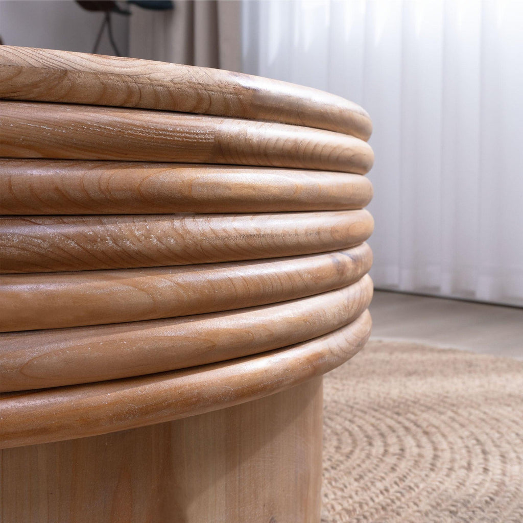 Round Wooden Coffee Table with Hidden Storage – 30.3' Modern Rustic Centerpiece for Living Room,  Natural Finish, Lift-Top Lid,.
