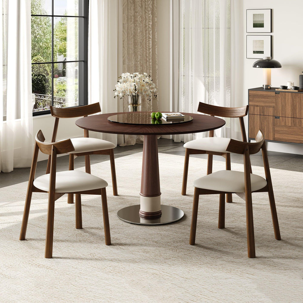 47 Inch Solid Wood Dining Table Set with 4 Chairs.