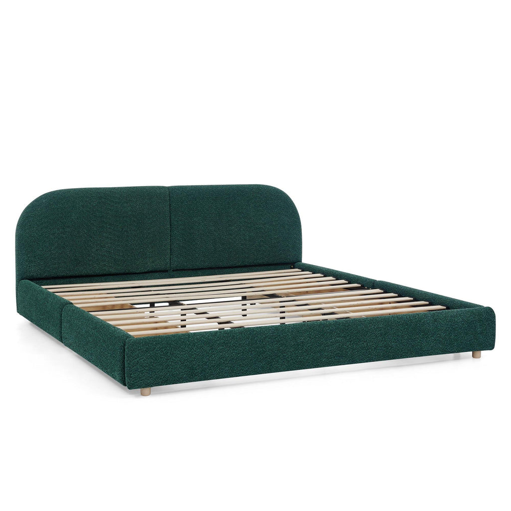 King Size Upholstered Bed Frame in Green - Modern Design.