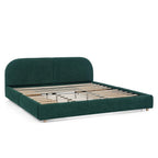 King Size Upholstered Bed Frame in Green - Modern Design.
