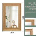 Rattan Solid Wood Frame Mirror for Home Decor.