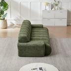 Chenille Button-Tufted Three-Seater Sofa for Comfort.